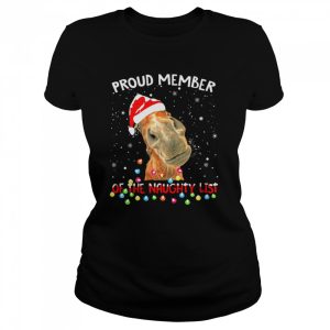 Santa Horse Proud member of the naughty list snowflake Christmas shirt