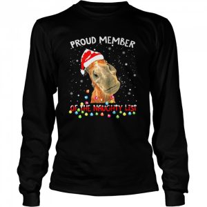 Santa Horse Proud member of the naughty list snowflake Christmas shirt 3
