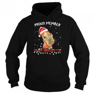 Santa Horse Proud member of the naughty list snowflake Christmas shirt 5