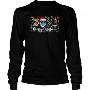 Santa In Sunglasses Wearing Mask 2021 Vaccine Merry Christmas Shirt 3