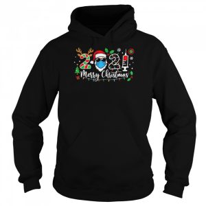Santa In Sunglasses Wearing Mask 2021 Vaccine Merry Christmas Shirt 5
