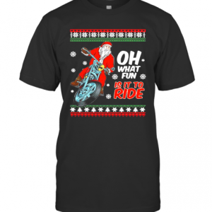 Santa On A Motorcycle Christmas T-Shirt