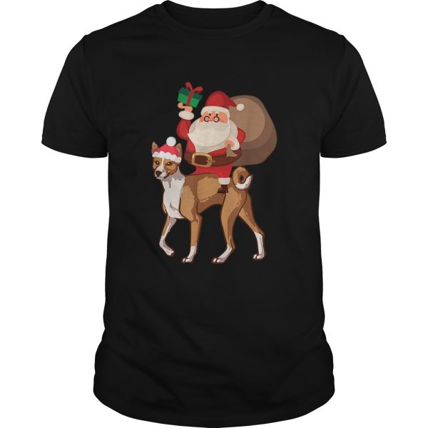 Santa Riding Basenji Christmas Pajama Gift shirt