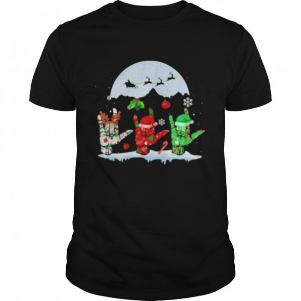 Santa Sign Language Moon Merry Christmas shirt