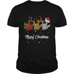 Santa Sign Language Reindeer Merry Christmas shirt