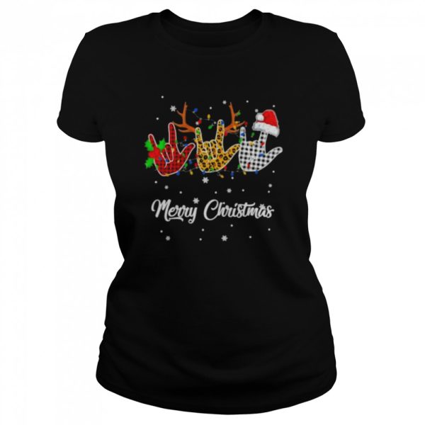 Santa Sign Language Reindeer Merry Christmas shirt
