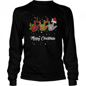 Santa Sign Language Reindeer Merry Christmas shirt 3
