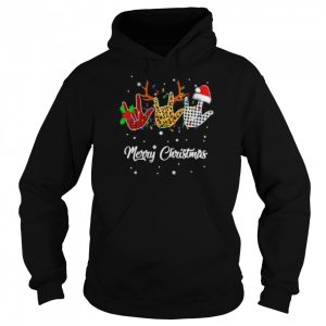 Santa Sign Language Reindeer Merry Christmas shirt 5