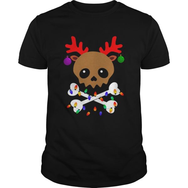 Santa Skull Reindeer light christmas shirt