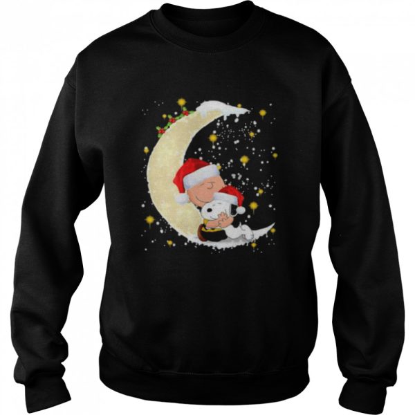 Santa Snoopy And Charlie Brown Moon Merry Christmas shirt