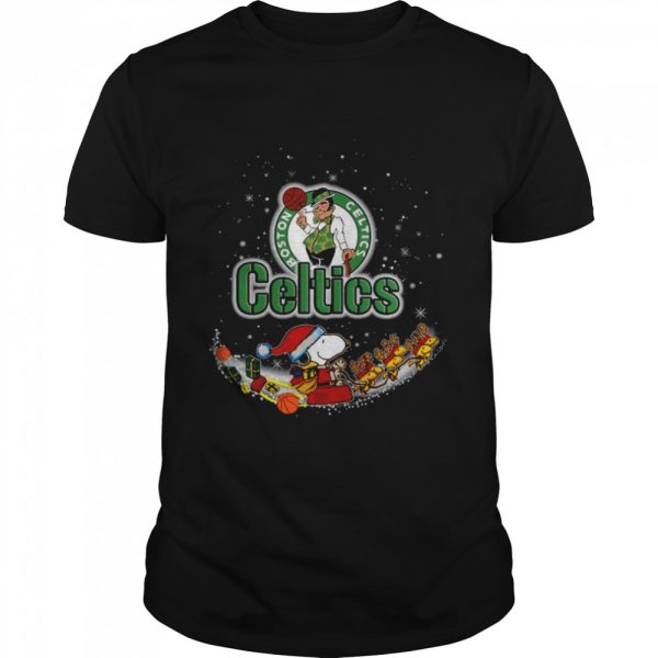 Santa Snoopy and Woodstock Boston Celtics 2021 Christmas shirt