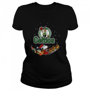 Santa Snoopy and Woodstock Boston Celtics 2021 Christmas shirt