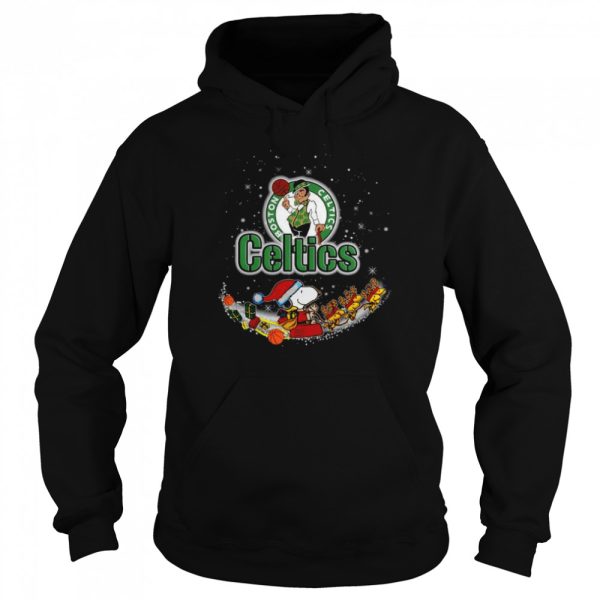 Santa Snoopy and Woodstock Boston Celtics 2021 Christmas shirt