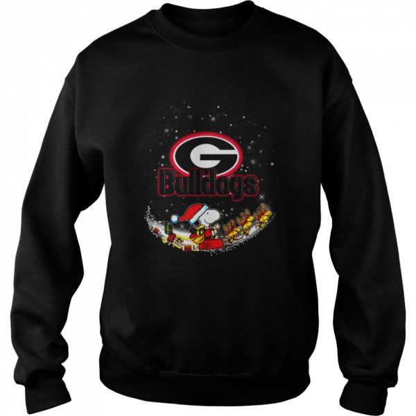 Santa Snoopy and Woodstock Georgia Bulldogs 2021 Christmas tshirt