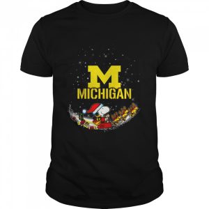 Santa Snoopy and Woodstock Michigan Wolverines 2021 Christmas tshirt