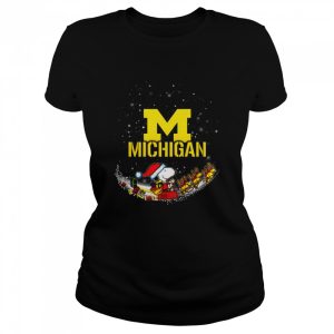 Santa Snoopy and Woodstock Michigan Wolverines 2021 Christmas tshirt