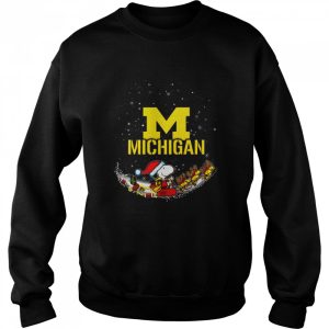 Santa Snoopy and Woodstock Michigan Wolverines 2021 Christmas tshirt 4