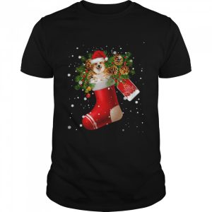 Santa Welsh Corgi In Christmas Sock Pajama Shirt