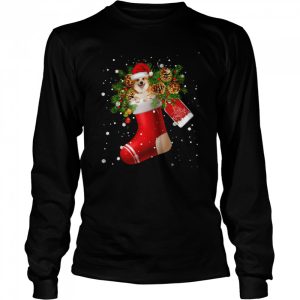 Santa Welsh Corgi In Christmas Sock Pajama Shirt 3