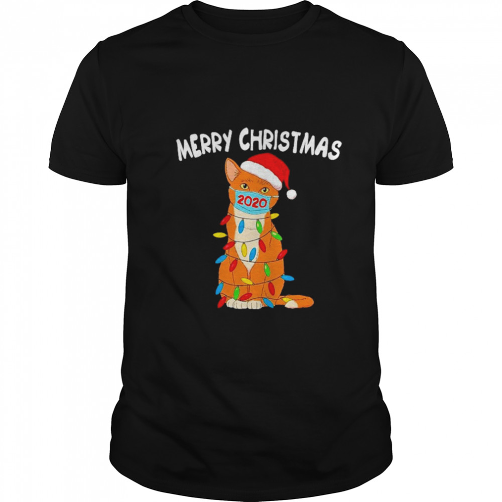 Santa cat face mask 2020 Christmas Lights Merry Christmas shirt Santa cat face mask 2020 Christmas Lights Merry Christmas shirt