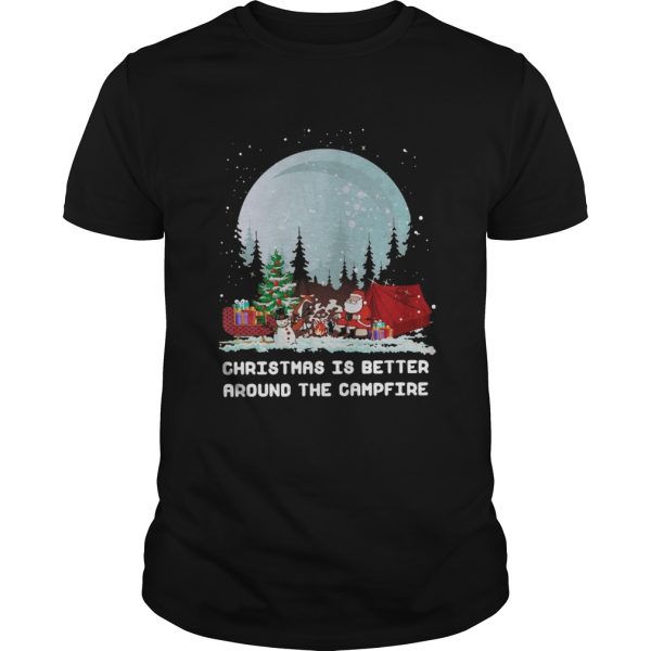 Satan Claus Camping Christmas Is Better Around The Campfire shirt