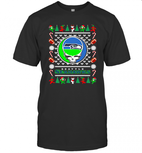 Seattle Seahawks Grateful Dead Ugly Christmas T-Shirt Seattle Seahawks Grateful Dead Ugly Christmas T-Shirt
