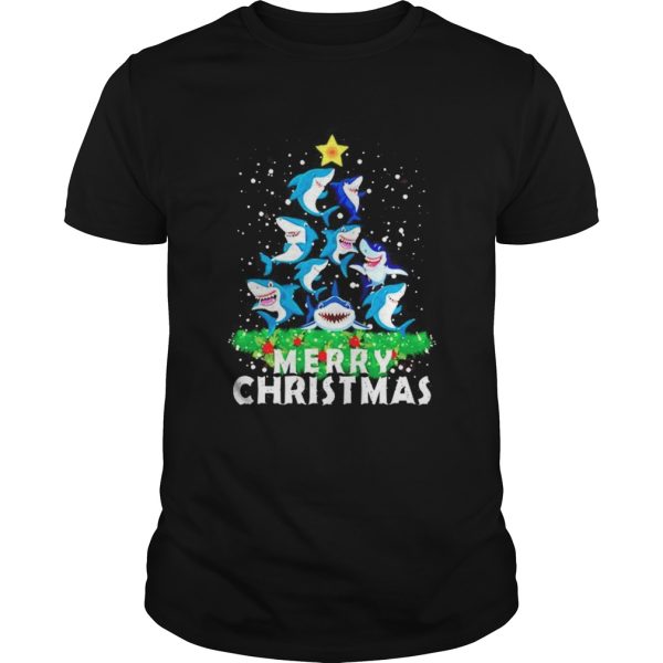 Shark Ugly Merry Christmas tree shirt