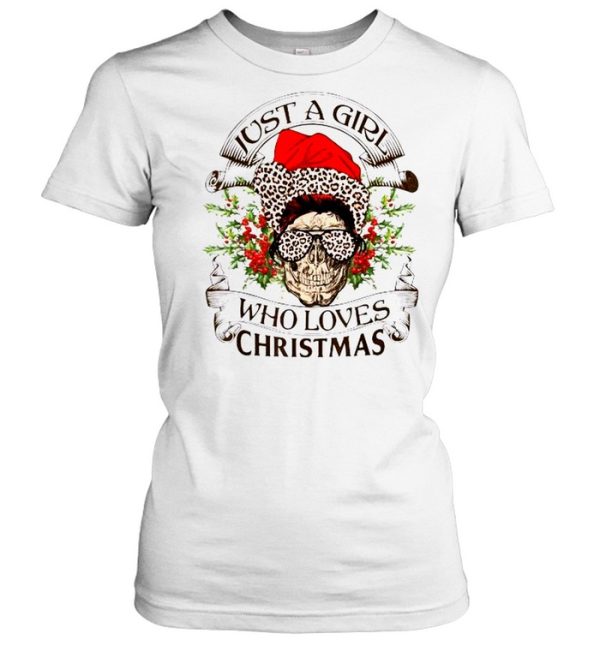 Skull Santa Hat Leopard Just A Girl Who Loves Christmas Sweatshirt