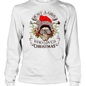 Skull Santa Hat Leopard Just A Girl Who Loves Christmas Sweatshirt 3