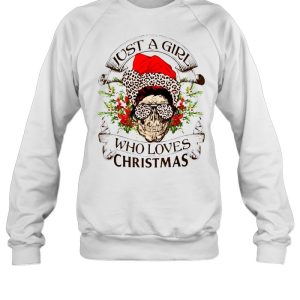 Skull Santa Hat Leopard Just A Girl Who Loves Christmas Sweatshirt 4