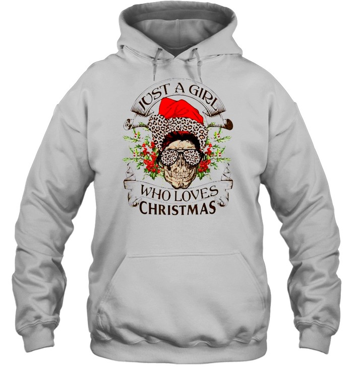 Skull Santa Hat Leopard Just A Girl Who Loves Christmas Sweatshirt Skull Santa Hat Leopard Just A Girl Who Loves Christmas Sweatshirt