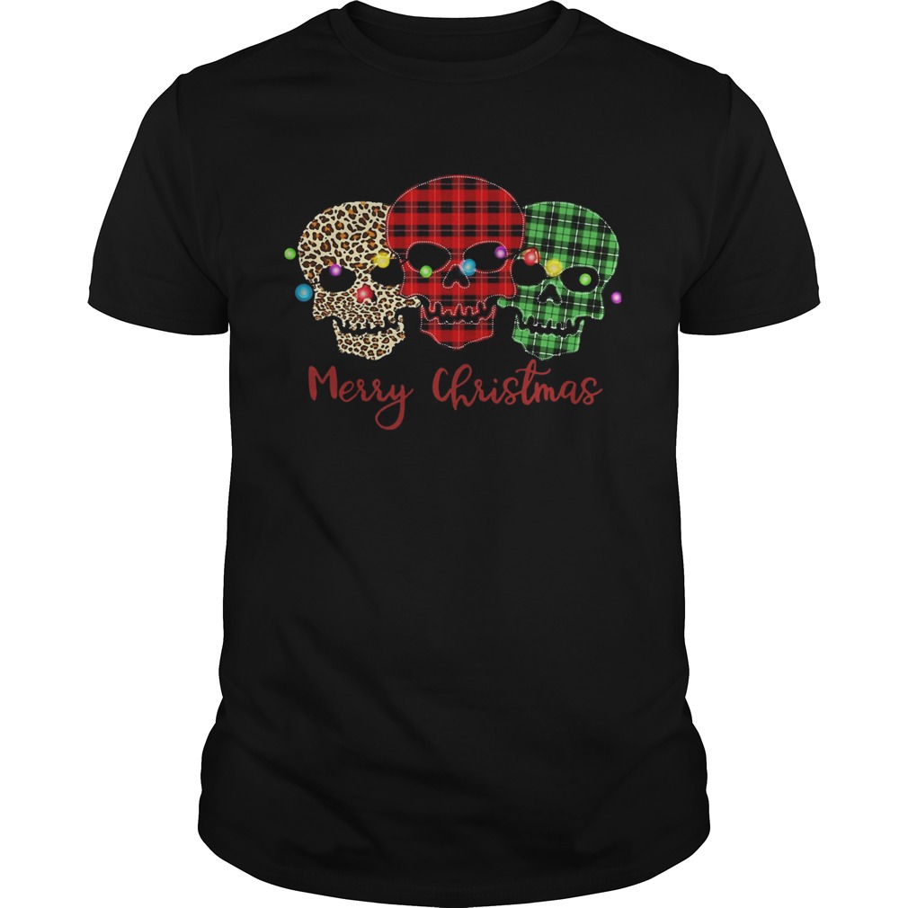 Skulls Leopard Plaid Printed Merry Christmas shirt Skulls Leopard Plaid Printed Merry Christmas shirt