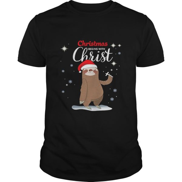 Sloth Christmas Begins With Christ shirt