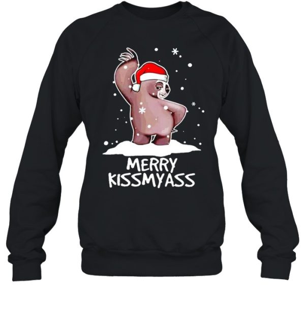 Sloth Merry Christmas Kissmyass funny shirt