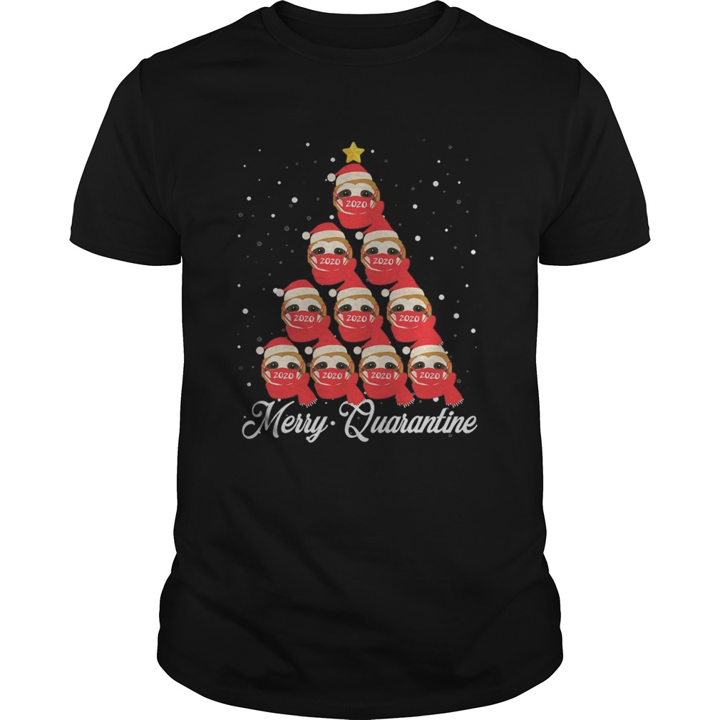 Sloth wearing mask merry quarantine christmas tree shirt Sloth wearing mask merry quarantine christmas tree shirt