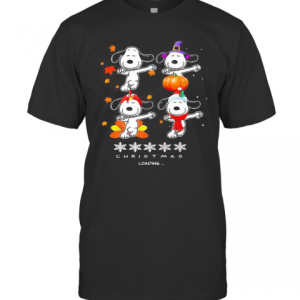 Snoopy Christmas Loading Fall Leaves Map T-Shirt