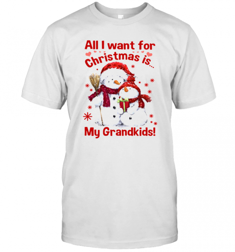 Snowman All I Want For Christmas Is My Grandkids T-Shirt Snowman All I Want For Christmas Is My Grandkids T-Shirt