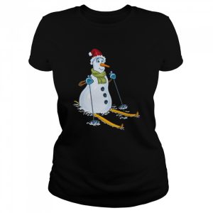Snowman Joyfully Greets Winter On Skis shirt