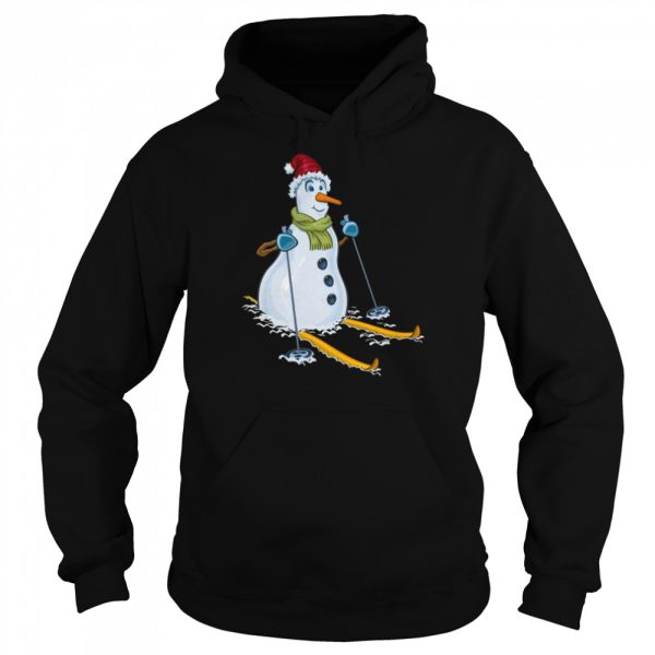 Snowman Joyfully Greets Winter On Skis shirt