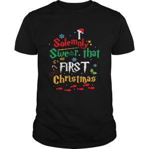Solemnly swear its my that first christmas hat santa shirt