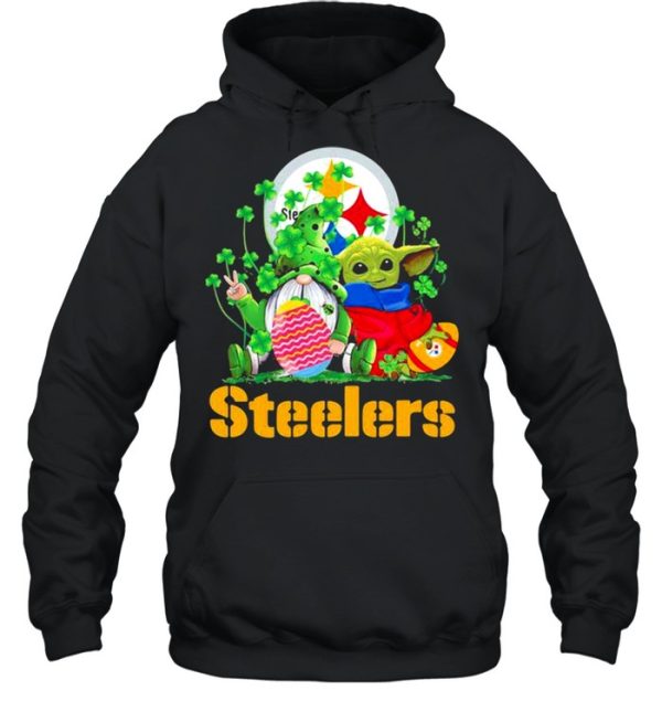 Steelers Football Baby Yoda Vs Gnome Happy Easters And St Patricks Day Shirt