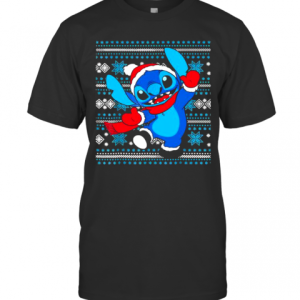 Stitch Wear Pajama Watching Santa Xmas T-Shirt