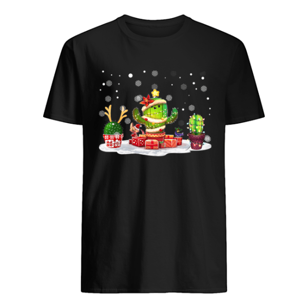Succulent Cactus Snow Merry Christmas T-Shirt