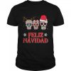 Sugar Skulls Reindeer Santa Feliz Navidad Christmas shirt