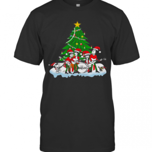 The Beatles Rock Band Snoopy And Woodstock Merry Christmas Tree T-Shirt