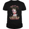 This Is My Christmas Pajama Shirt Unicorn Santa Hat Lights T-Shirt