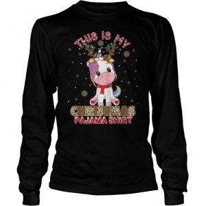 This Is My Christmas Pajama Shirt Unicorn Santa Hat Lights T Shirt B0B7F255GC 3