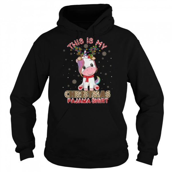 This Is My Christmas Pajama Shirt Unicorn Santa Hat Lights T-Shirt