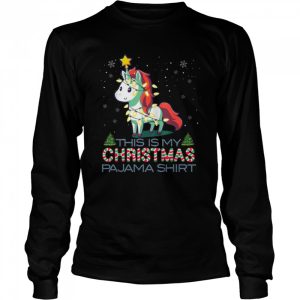 This Is My Christmas Pajama Shirt Unicorn Santa Lights T Shirt B0B7DYXQ52 3