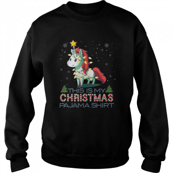 This Is My Christmas Pajama Shirt Unicorn Santa Lights T-Shirt